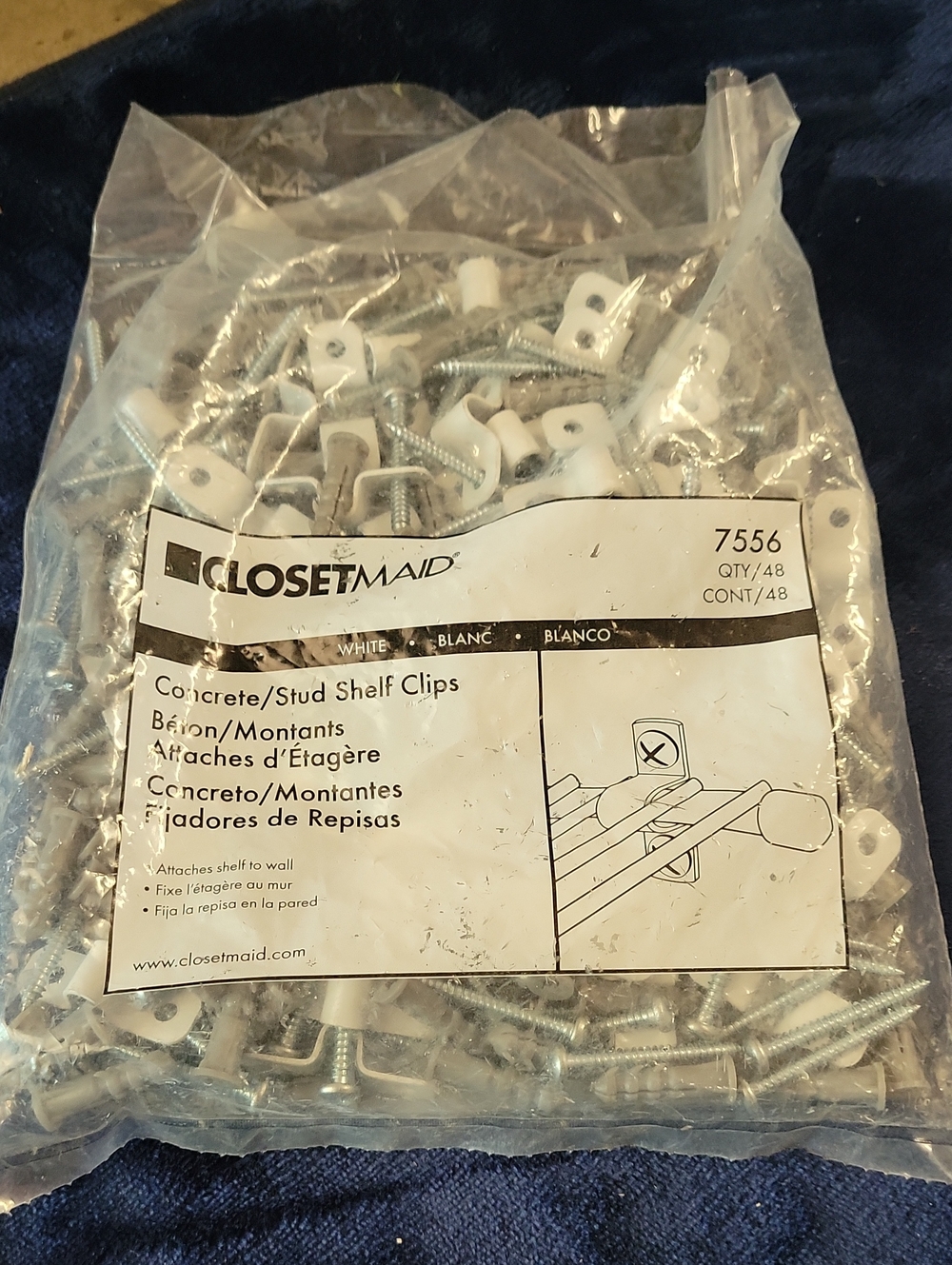 ClosetMaid White Concrete/Stud Shelf Clips Pack